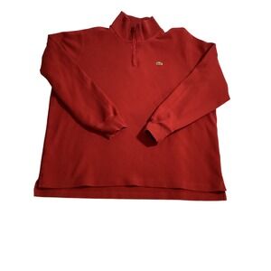 Lacoste Red Quarter Zip Pullover Sweatshirt Men Size 7/XL (863)